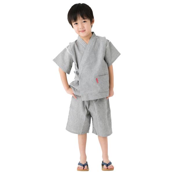 日本製 子供用 甚平 男の子ヒッコリー 久留米織 ヒッコリー柄 おしゃれ かっこいい 夏祭り 浴衣 ...