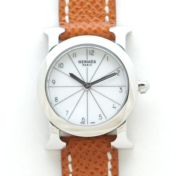 エルメス HERMES 腕時計 Hウォッチ ロンド HR1.210 SS 白文字盤 □M刻 箱・保付...
