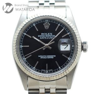 ロレックス ROLEX 腕時計 デイトジャスト 16014 7番台 黒文字盤 SS WG 2021年6月OH済 箱・国際サービス保証書付 送料無料｜watarida710