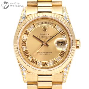 ロレックス ROLEX 腕時計 デイデイト 18338 ML W番 YG ダイヤモンド ミリヤードダイヤル ラグダイヤ 箱・保付 送料無料｜watarida710