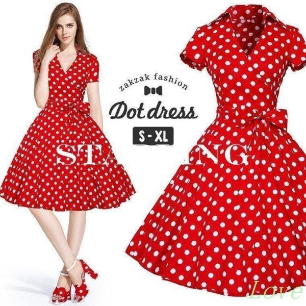 ワンピース ドットスカート フレアスカート ドット スカート 水玉 赤 原宿系 ツインコーデ ドット...