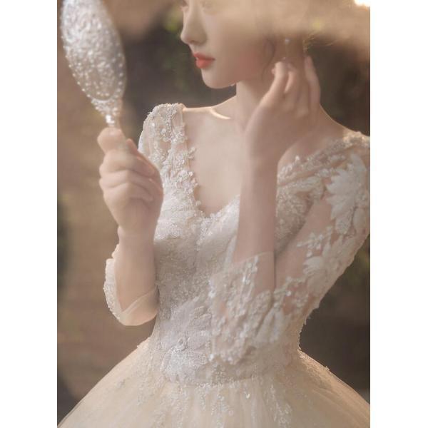 ウエディングドレス 長袖 結婚式 二次会 ウェディングドレス ボレロ 安い プリンセス エンパイア ...
