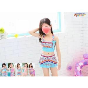 水着 ビキニ 上下セット キッズ 子供用 女の子 スイムウェア セパレート フリル フラワーモチーフ 柄付き お洒落 かわいい 夏 プール 海