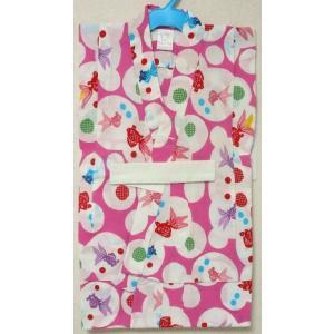 【特価処分品】女の子用ゆかた注染平織り生地100サイズ・ピンク地金魚柄(gy0g15n)