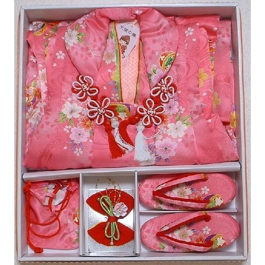 【特価処分品】七五三・三歳女の子用正絹晴れ着被布セット・ピンク(h30f01s)