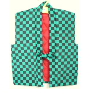 子供ちゃんちゃんこ・緑黒市松柄120サイズ（kc0c06f) : ライフサポート