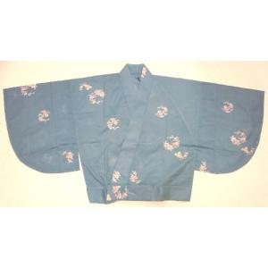 【特価処分品】夏物二部式着物(絽)・青ねず色地に花輪の柄(n0j07)｜wataro