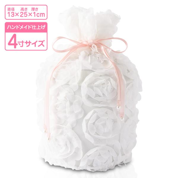 ペット用 レース 骨壷カバー　天使のリボン　4寸用 ピンク