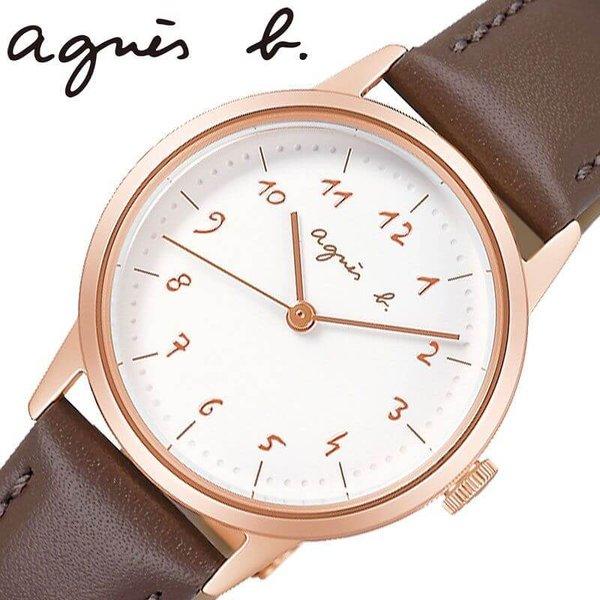 アニエスベー 腕時計 agnes b. レディース 女性 ホワイト ブラウン レザー 革ベルト 時計...