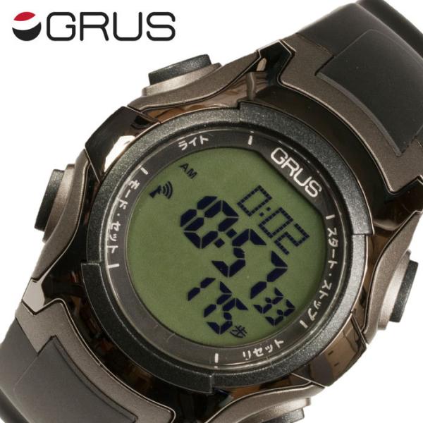 グルス 歩数計付き 電波時計 GRUS 腕時計 メンズ レディース 液晶 GRS005-01 人気 ...