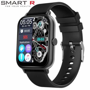 スマートR 腕時計 スマートウォッチ  スクエア デザイン iphone対応 Android対応 表面温度測定機能 血中酸素測定機能 通知機能 SMART R NY-17 ブラック 液晶｜watch-lab
