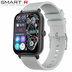 スマートR 腕時計 スマートウォッチ  スクエア デザイン iphone対応 Android対応 表面温度測定機能 血中酸素測定機能 通知機能 SMART R NY-17 シルバー 液晶｜watch-lab