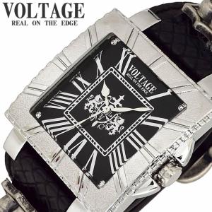ヴォルテージ VOLTAGE 腕時計 ブレイブ 4 BRAVE 4 メンズ VO-008S4-02B 男性 ブラックxホワイト ブラック バイカー ロック 革ジャン コンチョ シルバー ハード｜watch-lab