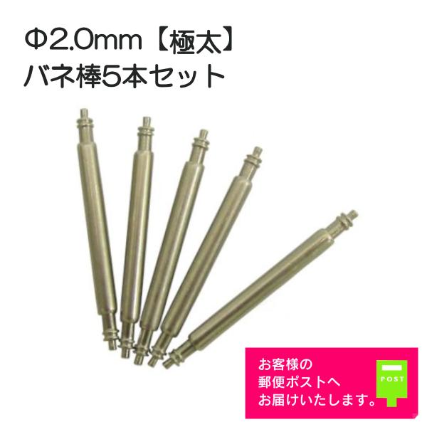 バネ棒 太さ 2.0mm 時計ベルト バンド 取付用  汎用品 5本セット 極太 16mm 17mm...