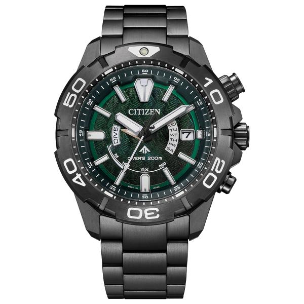 シチズン メンズ プロマスター MARINE LIGHT in BLACK 2022 GREEN E...