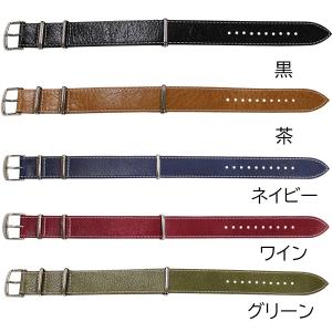 18/20/22mm バンビ 腕時計 時計 ベルト レザー カーフ 白ステッチ NATOタイプバンド BCE035 ブラック ブラウン ネイビー ワイン グリーン
