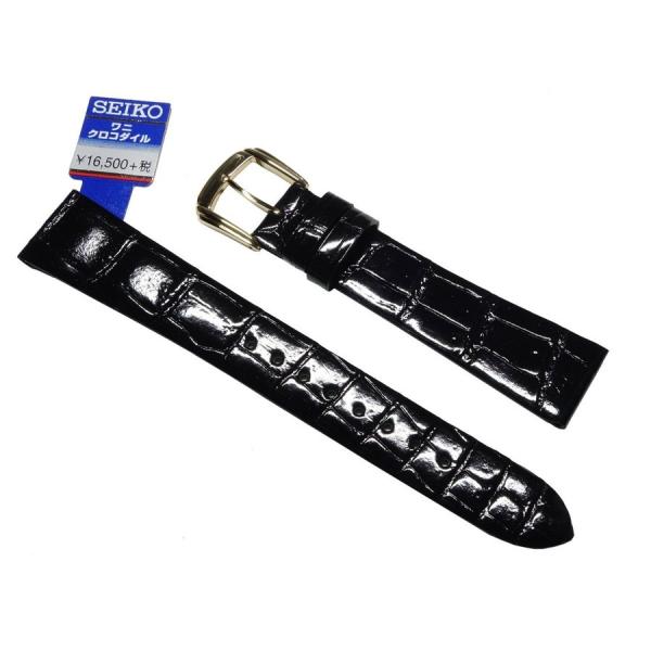 腕時計 時計 ベルト 17mm セイコー SEIKO バンド DA07 クロコダイル 黒 メンズ 正...