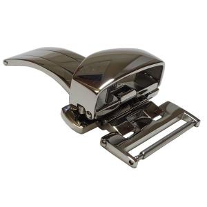 バンビ ZS0008 プッシュ式三つ折 Dバックル シルバー 銀色  18mm,20mm,22mm, 厚さ5mmまで  正規品