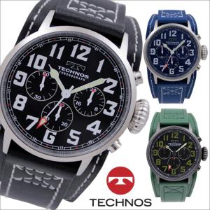 テクノス　T4379 革ベルトモデル クロノグラフ 腕時計 メンズ TECHNOS 正規品 アウトレット｜watch-outletstore