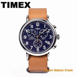 売切れ 腕時計 メンズ TW2P62300 TIMEX タイメックス クロノグラフ 本革ベルト ブラウン ネイビー