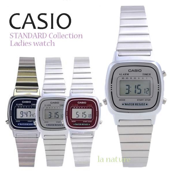 （5年保証）CASIO デジタル 腕時計 レディース ブレス LA670WA ステンレス ブラック ...