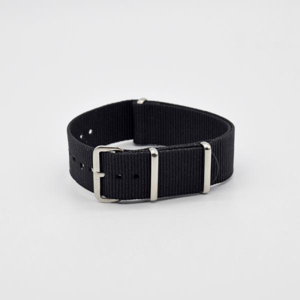 腕時計 ナイロン ストラップ バンド ブラック 18mm 20mm 22mm NATOタイプ バネ棒...