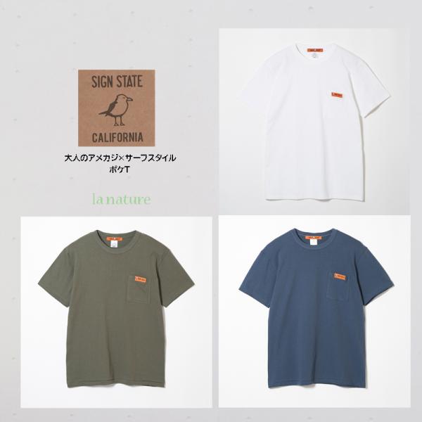 父の日 ポケットTシャツ 半袖 カットソー メンズ SIGN STATE クルーネック 丸首 ホワイ...