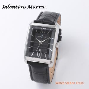 腕時計 メンズ レクタンギュラー イタリアブランド Salvatore Marra（サルバトーレ マーラ）SM21101-SSBK カットガラス 本革ベルト｜watchcrash