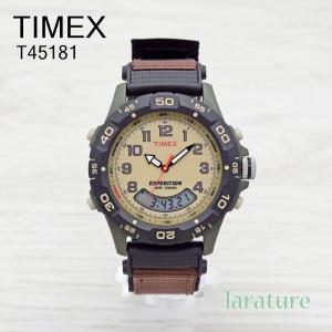 TIMEX アナデジ EXPEDITION T45181 39MM カーキ アイボリー ブラウン ミリタリー 腕時計 メンズ 男性