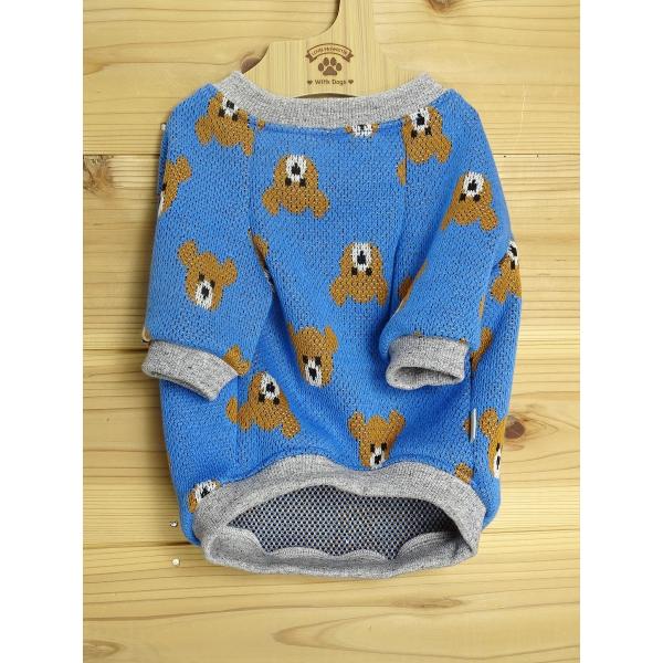 くまちゃんの顔柄ジャガードセーター（ブルー）