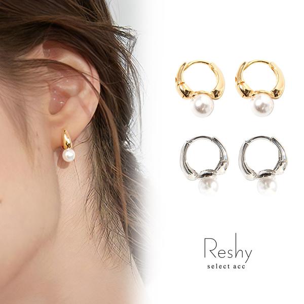 ピアス 金属アレルギー対応 レディース ゴールド シルバー s925 パール ミニフープピアス 可愛...