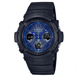 カシオ Gショック CASIO G-SHOCK BLUE PAISLEY アナデジ クロノグラフ 電波ソーラー AWG-M100SBP-1AJF 送料無料｜watchshop