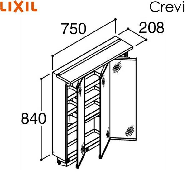 MRA-753TXJU リクシル LIXIL/INAX クレヴィ ミラーキャビネット 奥行560タイ...