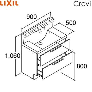 RBFH-905JFY-A/ハイグレード リクシル LIXIL/INAX クレヴィ 化粧台本体のみ 奥行500タイプ 間口900 フルスライドタイプ 即湯タッチレス水栓 送料無料｜water-space