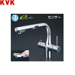 KM6131DECHS KVKビルトイン浄水器用シングルシャワー付混合栓 センサー付 撥水膜コーティング 電池タイプ 水栓本体のみ 送料無料｜water-space