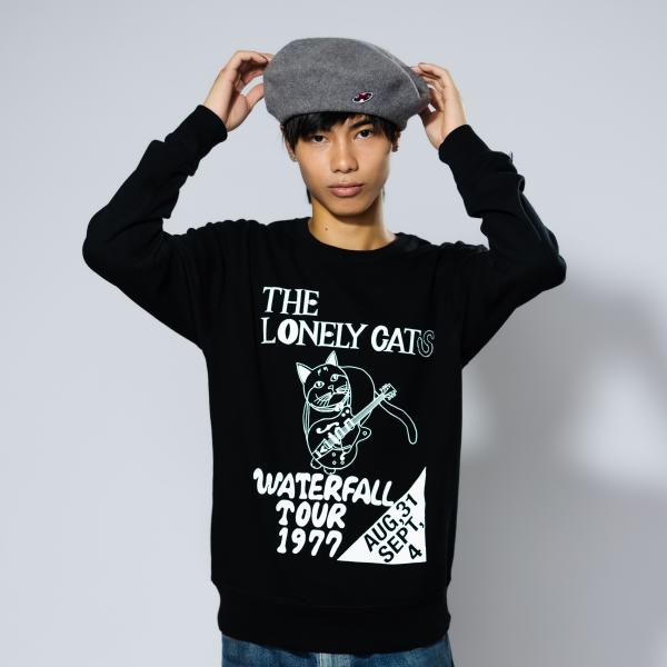 猫 ギター ロック スウェット ブラック バンド レコード WATERFALL