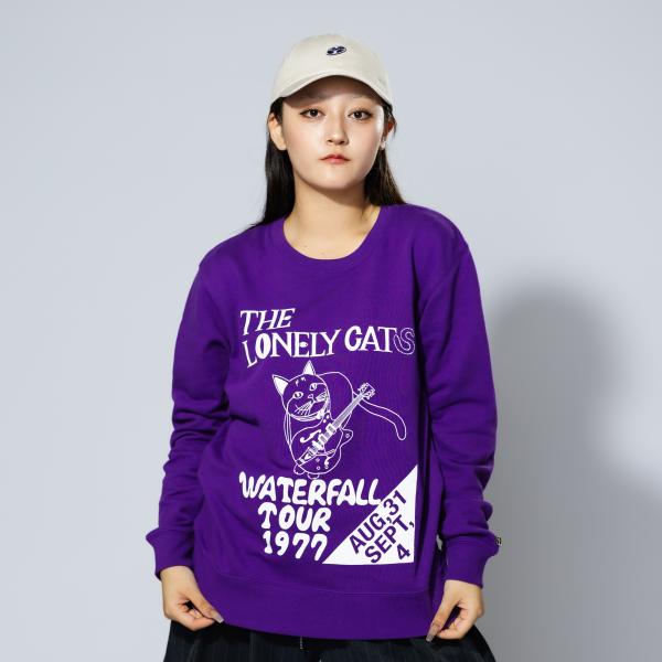 ギター ネコ バンド スウェット パープル ロック レコード WATERFALL