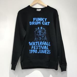 猫 ドラム スウェット ブラック ライブ バンド レコード WATERFALL｜waterfall