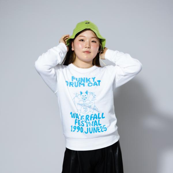 ねこ ドラム スウェット イラスト ロック フェス レコード WATERFALL