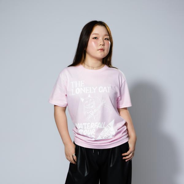 ピンク ねこ Tシャツ ギター ポップ ガーリー レコード WATERFALL