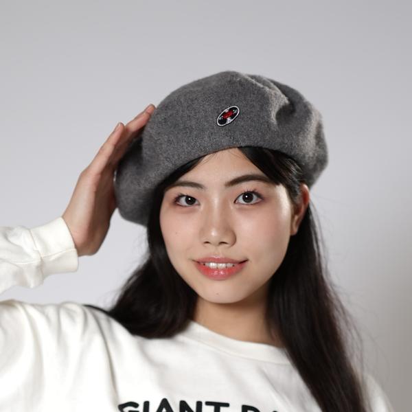 ベレー帽 刺繍 グレー レディース メンズ ギフト レコード WATERFALL