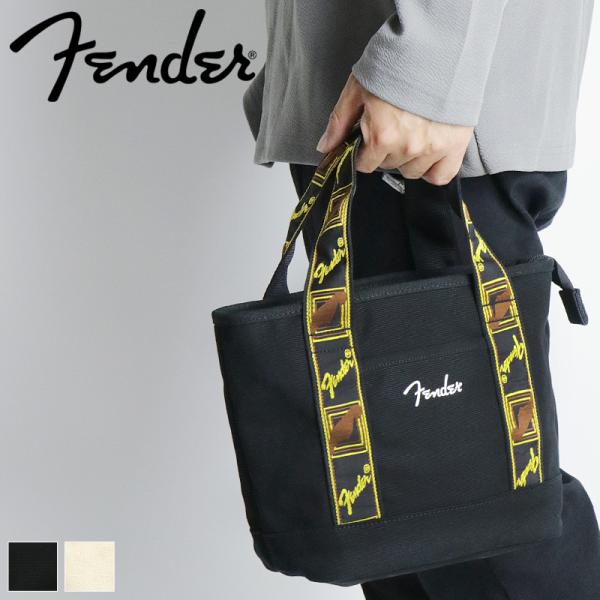 Fender フェンダー ミニトートバッグ トートバッグ A5 軽量 コットン ファスナー付き モノ...