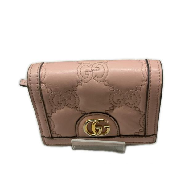 GUCCI マトラッセカードケースウォレット723786 493075 ピンク【中古】
