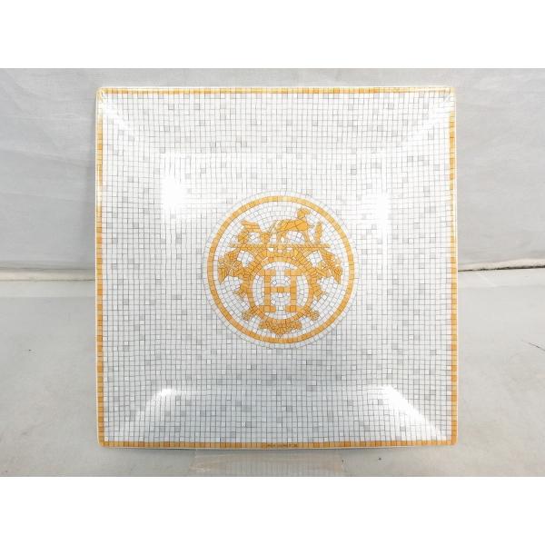 エルメス HERMES モザイク24No.3/プチカレ 15.3cm スクエアプレート 黄色・青等（...