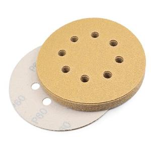Utoolmart サンディングペーパー ディスクペーパー サンディングディスク 5インチ 番手60# 10枚入り サンドペーパー 8穴 円形ディスク