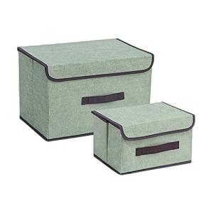 収納ケース ふた付収納ボックス 収納用品 取っ手付き 大 小 2個セット 衣類 衣装ケース 蓋付 ボックス ぬいぐるみ カラーボ