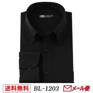 WAWA JAPAN 長袖 メンズ ブラック ワイシャツ 黒 無地 ボタンダウン S