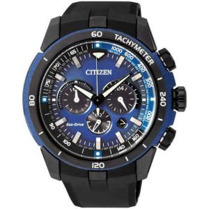 《新品未使用》CITIZEN シチズン CA4155-12L Ecosphere Eco-Drive Chronograph Blue Dial Black Polyurethane Men's Watch メンズ 腕時計【並行輸入品】｜wawawa333