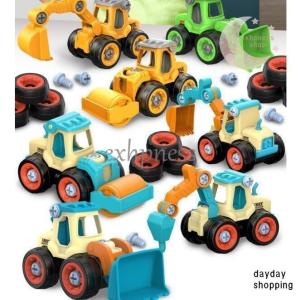 車おもちゃ 組み立ておもちゃ 工事カー 建設車両 4台セット DIY知育玩具 ショベルカー 工事ごっこ遊び 砂場遊び ミニカー 玩具 知能の開発｜way-store