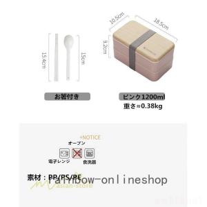 弁当箱2段箸付き学校学生会社出勤食事用便利大人...の詳細画像5